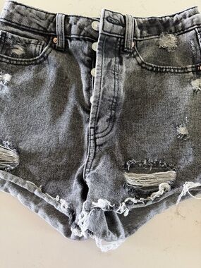 wild fable Distressed High-Rise Gray Denim Shorts